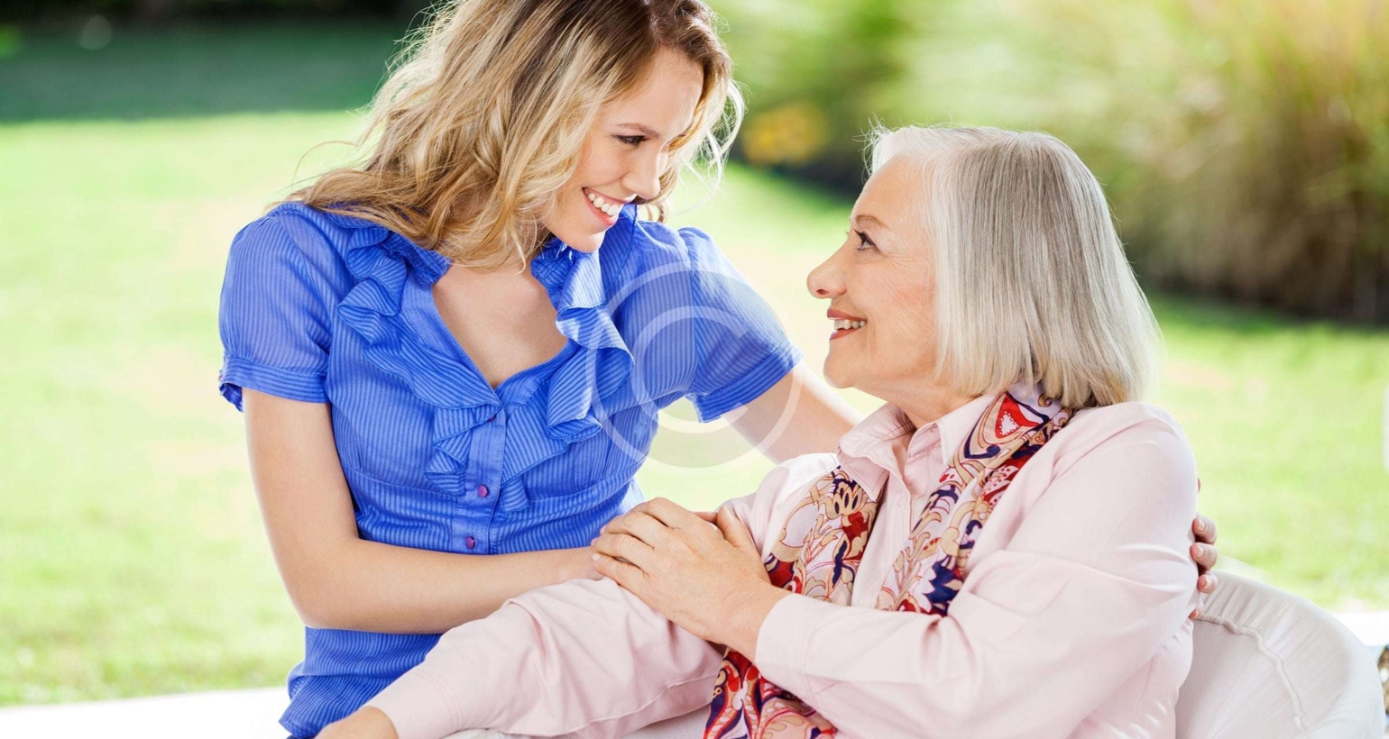 Women and Elderly women smiling